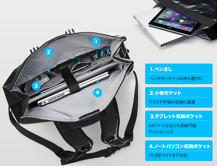 ぺんさし 小物ポケット タブレット収納ポケット ノートパソコン収納ポケット
