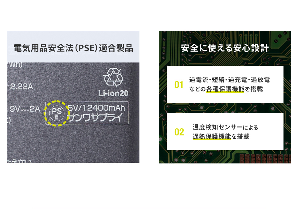 電気用品安全法（PSE）適合製品 安全に使える安心設計