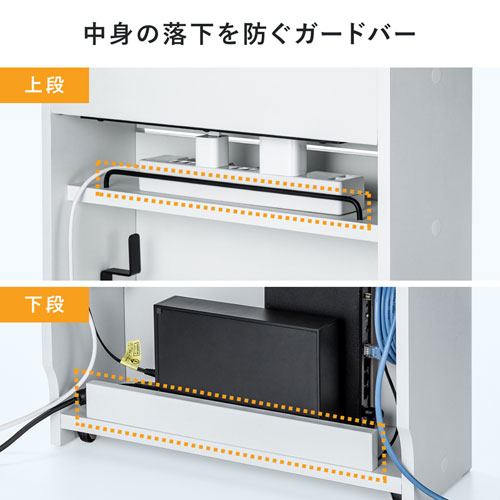 中身の落下を防ぐガードバー