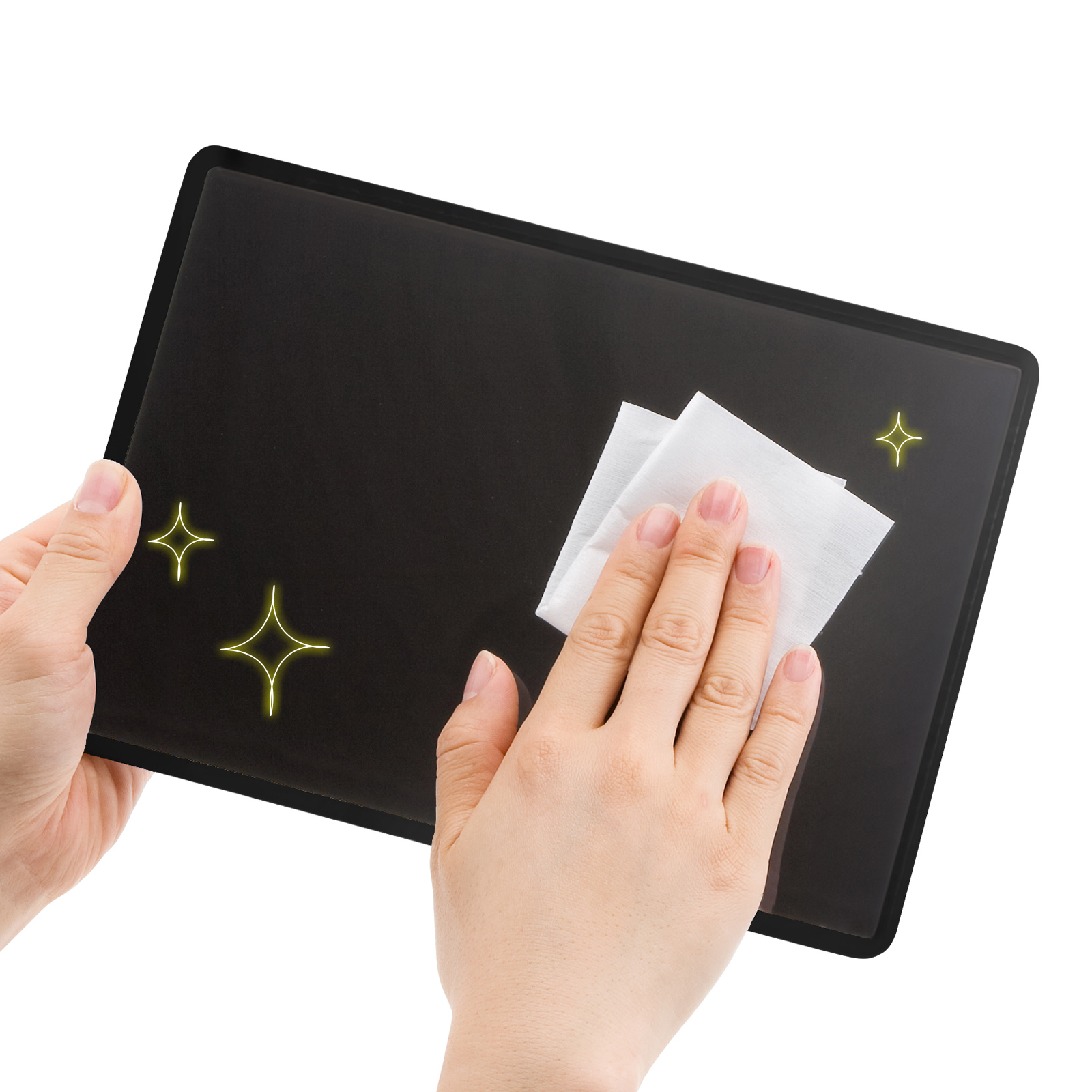 タブレットを拭く画像