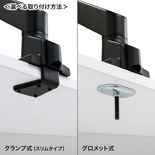 クランプ式・グロメット式、選べる取り付け2タイプ