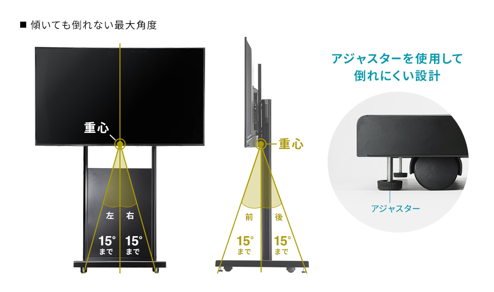 転倒しにくい安全設計