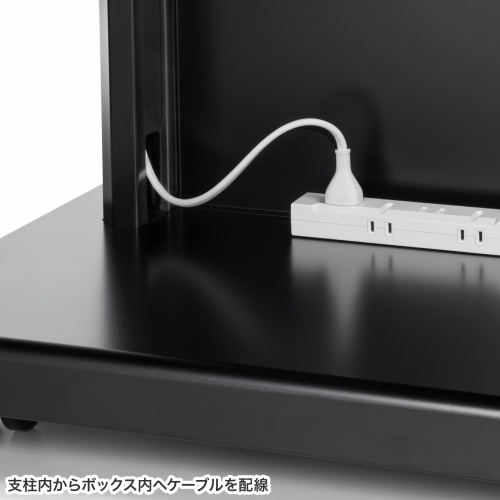 支柱内からボックス内へケーブルを配線