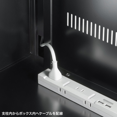 支柱内からボックス内へケーブルを配線