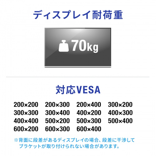 ディスプレイ耐荷重70kg
