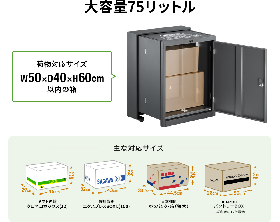 大容量75リットル