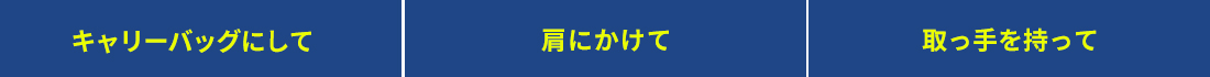 キャリーバッグにして 肩にかけて 取っ手を持って