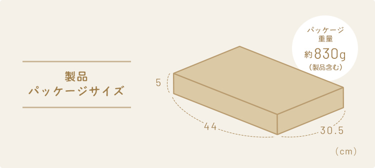 製品パッケージサイズ、パッケージ重量約830g(製品含む)