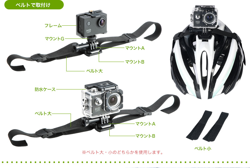 ベルトで取付け