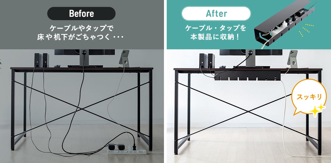 Before After ケーブル・タップを本製品に収納