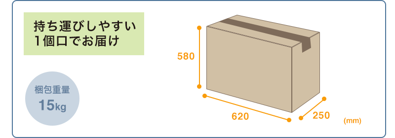 持ち運びしやすい1個口でお届け