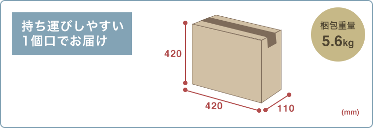持ち運びしやすい1個口でお届け