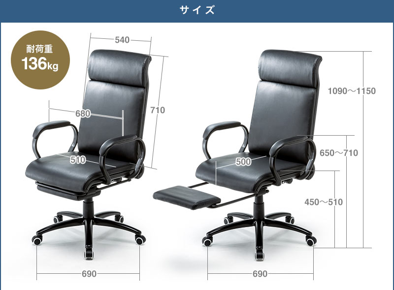 サイズ 耐荷重136kg