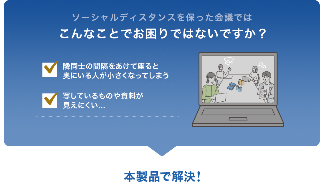 ソーシャルディスタンスを保った会議では、こんなことでお困りではないですか？