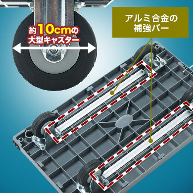 約10cmの大型キャスター