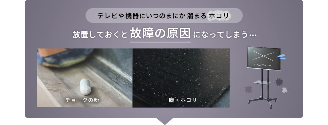 テレビや機器にいつのまにか溜まるホコリ。放置しておくと故障の原因になってしまう・・・。