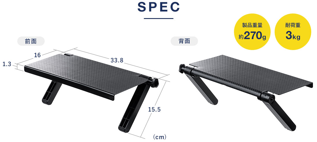 SPEC。前面、背面