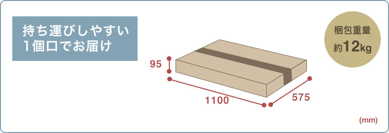 持ち運びしやすい1個口でお届け 梱包重量約12kg