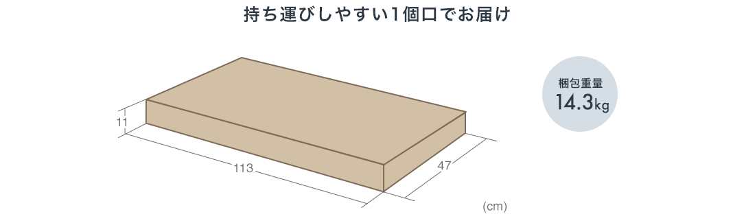 持ち運びしやすい1個口でお届け 梱包重量14.3kg