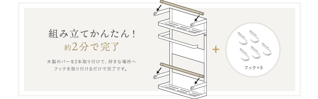 組み立てかんたん！約2分で完了