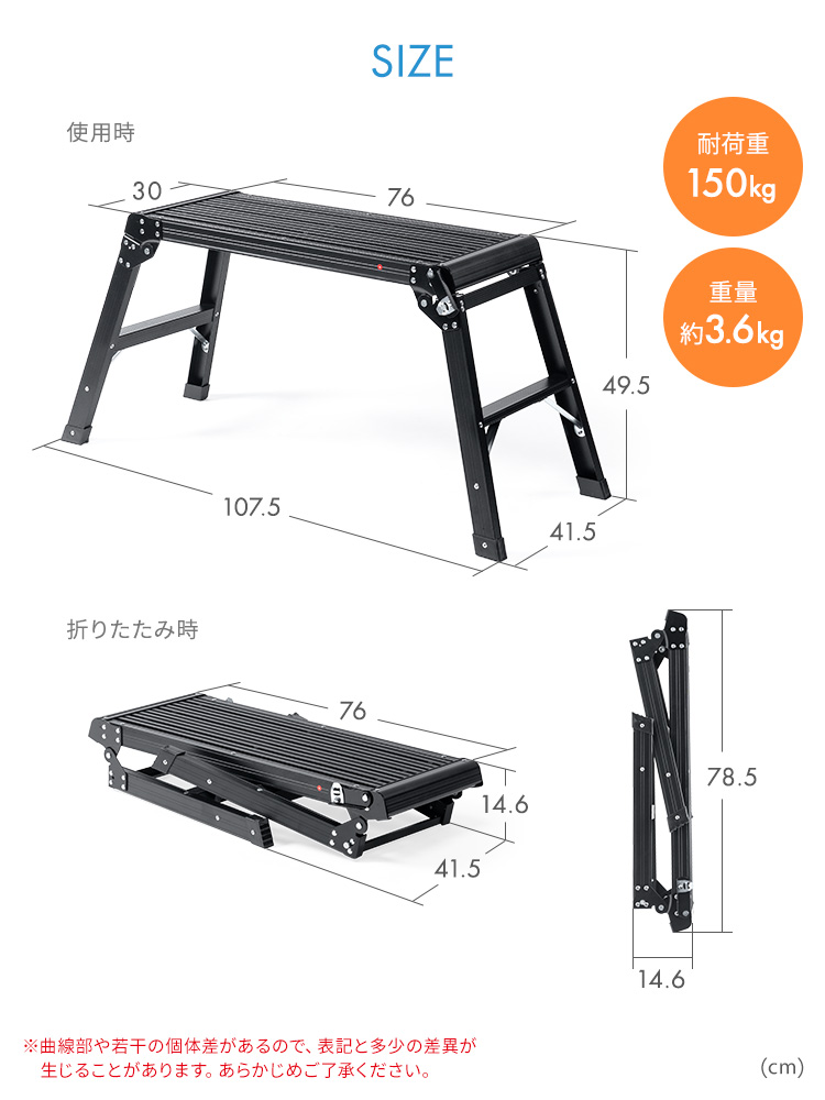 SIZE 耐荷重150kg 重量約3.6kg