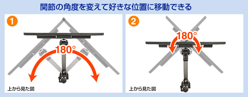 関節の角度を変えて好きな位置に移動できる