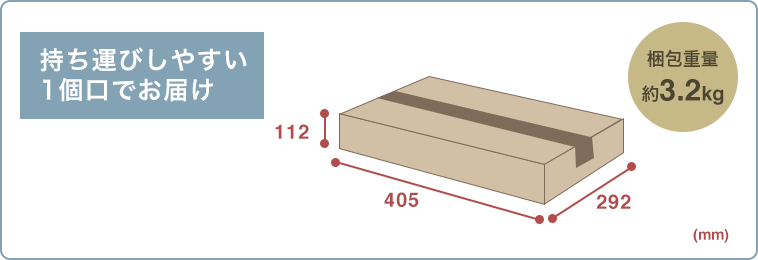持ち運びしやすい1個口でお届け