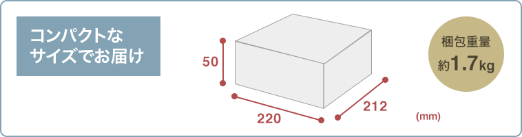 コンパクトなサイズでお届け 梱包重量約1.7kg