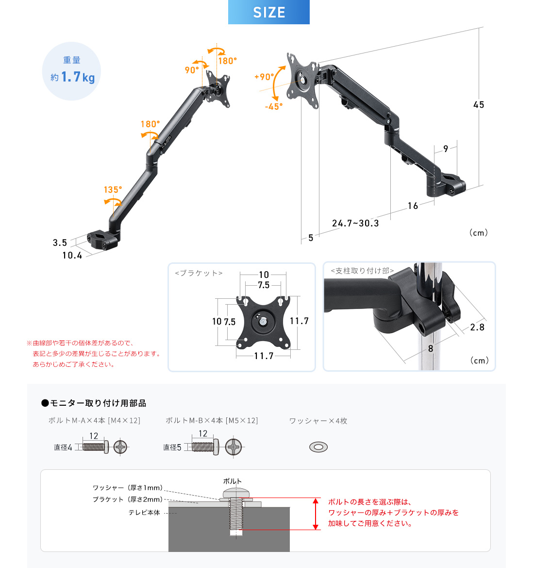 SIZE モニター取り付け用部品