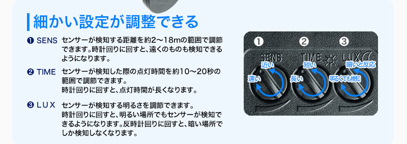 細かい設定が調整できる