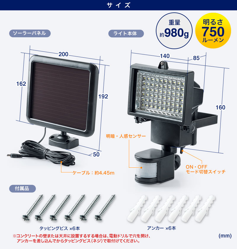 重量 約980g 明るさ750ルーメン