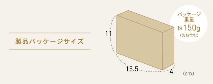 製品パッケージサイズ パッケージ重量約150g(製品含む)