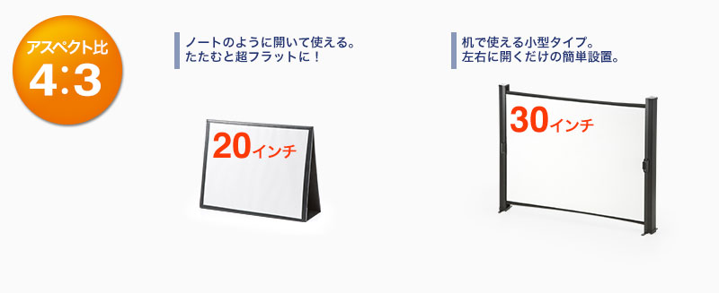 アスペクト比4：3 20インチ 30インチ