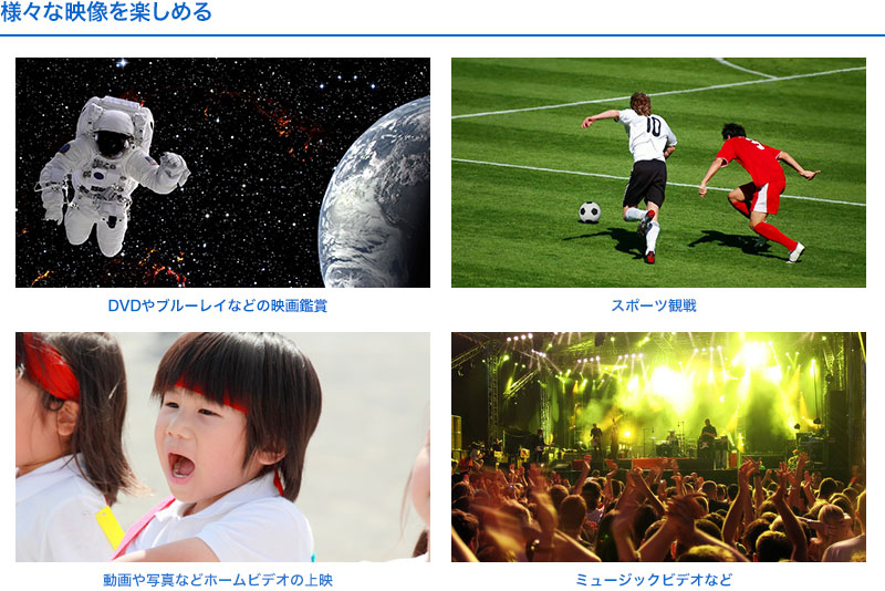 様々な映像を楽しめる DVDやブルーレイなどの映像鑑賞 スポーツ観戦 動画や写真などホームビデオの上映