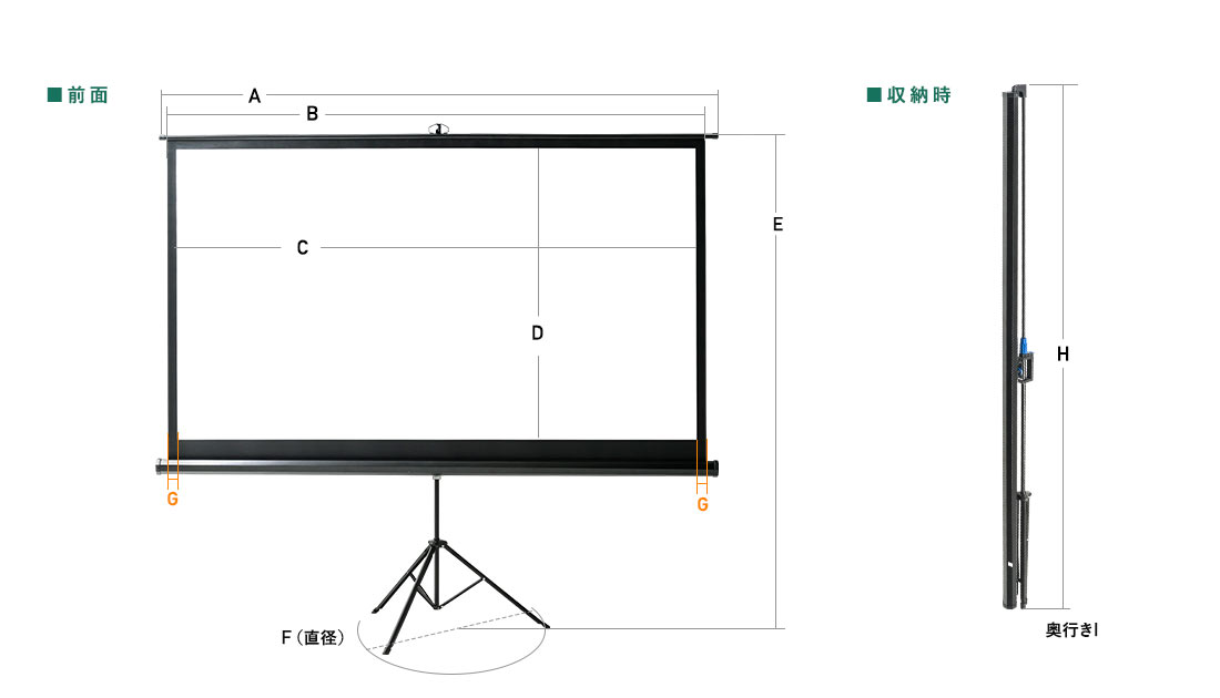 収納時 前面 壁設置（側面）