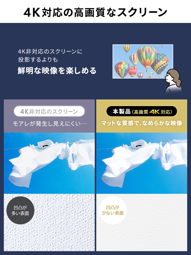 4K対応の高画質なスクリーン