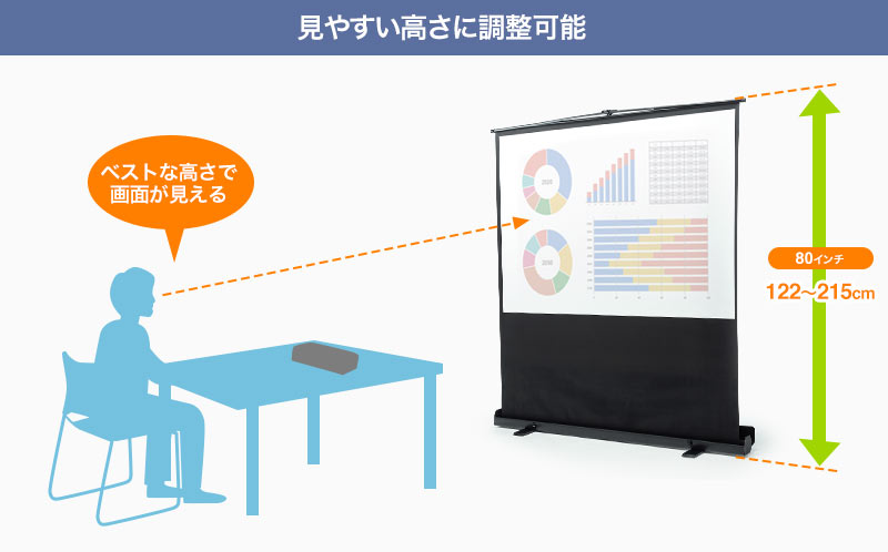 見やすい高さに調整可能 ベストな高さで画面が見える