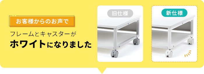 お客様からのお声で、フレームとキャスターがホワイトになりました。