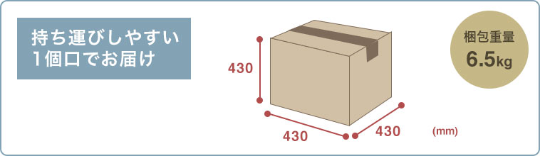 持ち運びしやすい1個口でお届け 梱包重量6.5kg