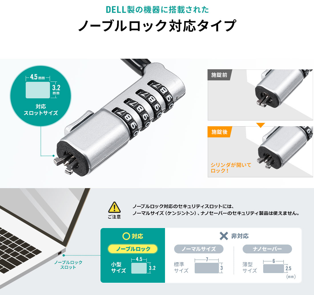 DELL製の機器に搭載されたノーブルロック対応タイプ