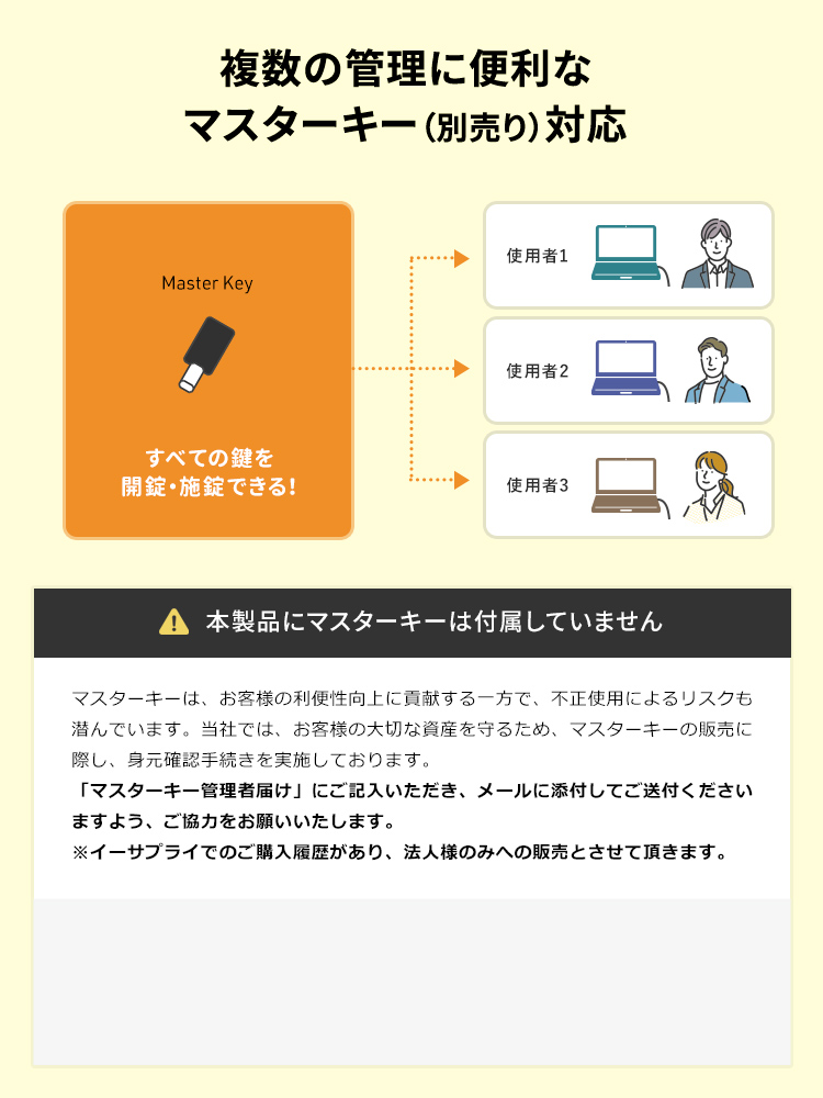 複数の管理に便利な マスターキー（別売り）対応