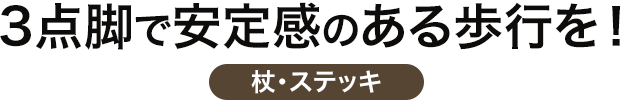 3点脚で安定感のある歩行を 杖・ステッキ