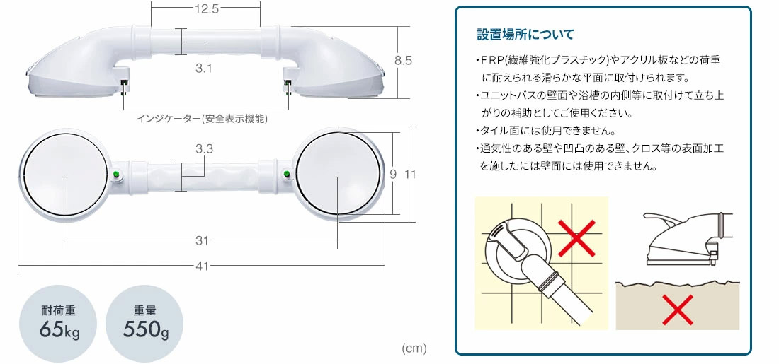 耐荷重65kg 重量550g 設置場所について