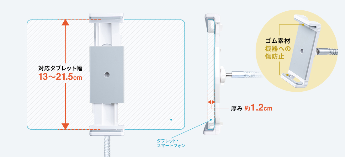 対応タブレット幅13～21.5cm