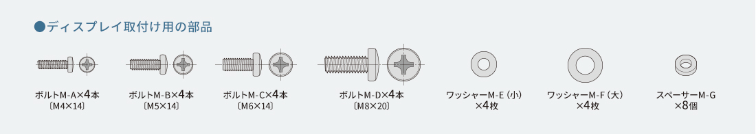 ディスプレイ取付け用の部品