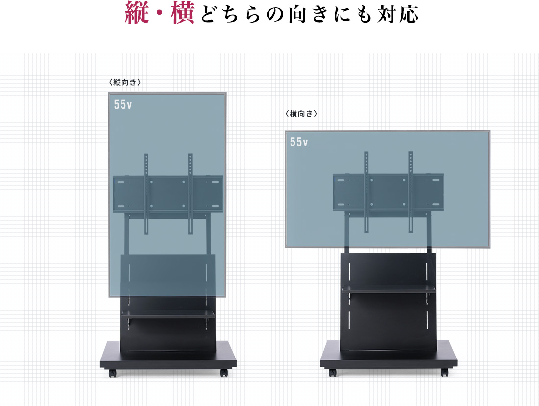 縦・横どちらの向きにも対応