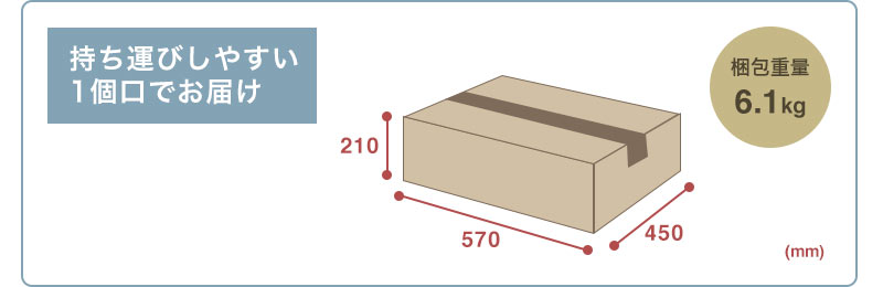 持ち運びしやすい1個口でお届け 梱包重量6.1kg