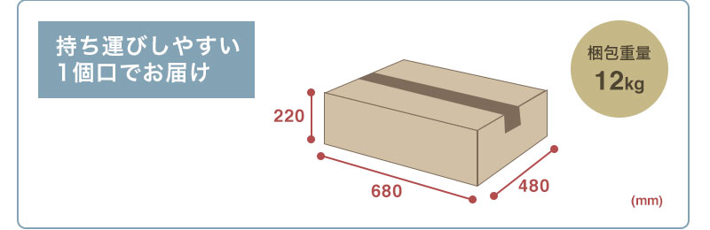 持ち運びしやすい1個口でお届け 梱包重量12kg