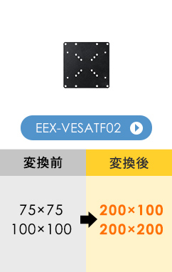 EEX-VESATF02、変換前、75×75mm、100×100mm、変換後、200×100mm、200×200mm。