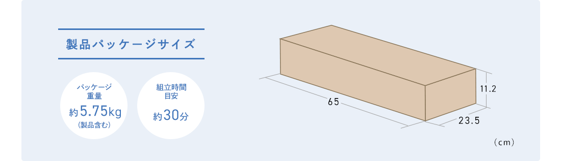 製品パッケージサイズ パッケージ重量約5.75kg（製品含む）組立時間目安約30分